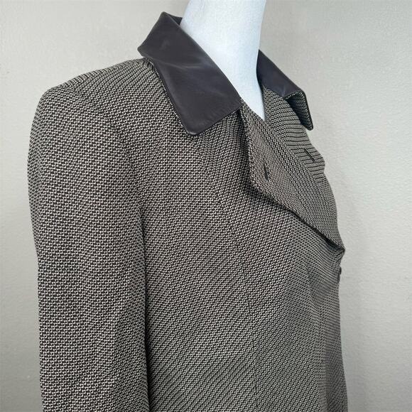 Dana Buchman Women Brown Wool Moto Jacket Size 10 Asymmetric Zip - Picture 5 of 13